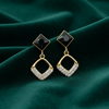 Tessara Gold-Plated Black Stone & Zirconia Drop Earrings