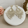 Tessara Silver-Plated Kundan & Pearl Chandelier Earrings in White