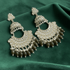 Tessara Gold-Plated Kundan Chandbali Earrings with Mehendi Green Beads