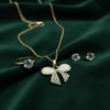 Tessara Gold-Plated Translucent Stone Bow & Zirconia Pendant Set