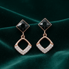 Tessara Rose Gold-Plated Black Stone & Zirconia Drop Earrings