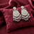 Tessara Silver-Plated Kundan Chandelier Earrings with Wine Beads