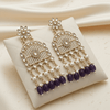 Tessara Gold-Plated Kundan Chandelier Earrings with Purple Beads