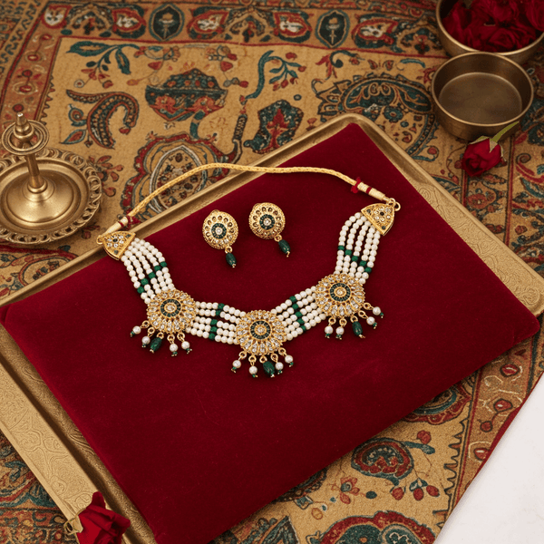 Tessara Alloy Gold-plated Multicolor Jewel Set