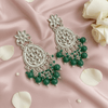 Tessara Silver Kundan Danglers with Bottle Green Beads