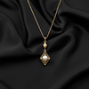 Tessara Gold-Plated White AD-Studded Geometric Pearl Pendant