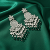 Tessara Silver Kundan Chandeliers with Bottle Green Beads