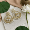 Tessara Gold Kundan & Pearl Bali Jhumki Earrings