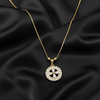 Tessara Gold-Plated White AD-Studded Floral Halo Pendant