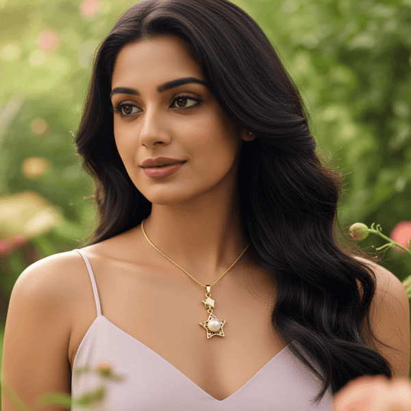 Tessara Gold-Plated Pearl & Zirconia Star Pendant