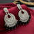 Tessara Silver-Plated Kundan Chandbali Earrings with Black Beads