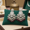 Tessara Silver Kundan Chandeliers with Wine Beads