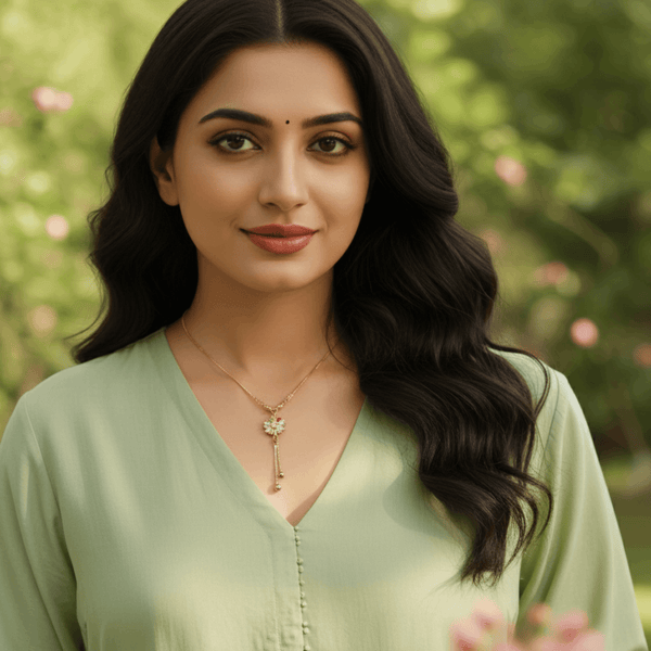 Tessara Gold-Plated Zirconia Floral & Multicolor Dangler Pendant