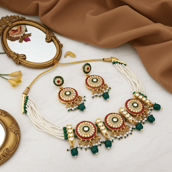 Tessara Alloy Gold-plated Multicolor Jewel Set