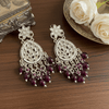 Tessara Silver Kundan Teardrop Danglers with Wine Beads
