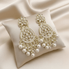 Tessara Silver-Plated Contemporary Pearl Drop Earrings in White