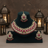 Tessara Gold-Plated Stone-Studded Jewellery Set, Rani Pink