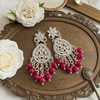 Tessara Silver Kundan Teardrop Danglers with Rani Pink Beads