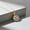 Tessara Gold-Plated White AD-Studded Floral Halo Pendant