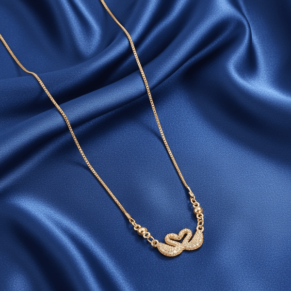 Tessara AD-Studded Swan Heart Necklace, Gold-Toned