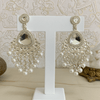 Tessara Silver-Plated Kundan & Pearl Chandelier Earrings in White
