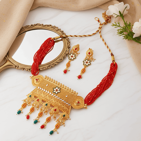 Tessara Alloy Gold-plated Multicolor Jewel Set