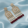 Tessara Gold-Plated Kundan Earrings with Maroon Beaded Tassels