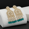 Tessara Gold-Plated Kundan Chandelier Earrings with Rama Green Beads