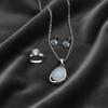 Tessara Sterling Silver Moonstone Pendant Set with Solitaire Ring