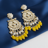 Tessara Gold-Plated Kundan & Pearl Chandbali Earrings with Yellow Beads