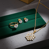 Tessara Gold-Plated Zirconia Floral & Solitaire Pendant Set