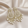 Tessara Silver-Plated Contemporary Pearl Drop Earrings in White