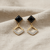 Tessara Gold-Plated Black Stone & Zirconia Drop Earrings