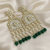 Tessara Gold-Plated Kundan Chandelier Earrings with Green Beads