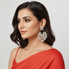 Tessara Silver Kundan & Pearl Chandelier Earrings in White