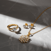 Tessara Gold-Plated Zirconia Floral & Solitaire Pendant Set