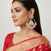 Tessara Gold Kundan & Pearl Bali Jhumki Earrings