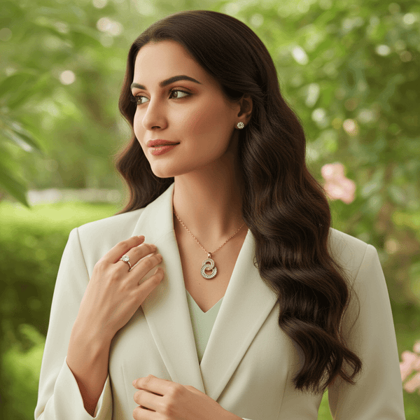 Tessara Rose Gold-Plated Interlocked Zirconia Pendant Set