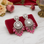 Tessara Silver Kundan Drop Earrings with Rani Pink Beads