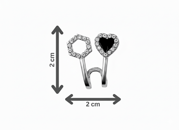 Tessara Silver-Plated Zirconia Heart & Hexagonal Earrings