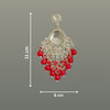 Tessara Silver-Plated Kundan Teardrop Earrings with Red Beaded Fringe