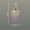 Tessara Silver-Plated Kundan Teardrop Earrings with Lavender Beaded Fringe