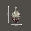 Tessara Silver-Plated Kundan Chandelier Earrings with Wine Beaded Tassels