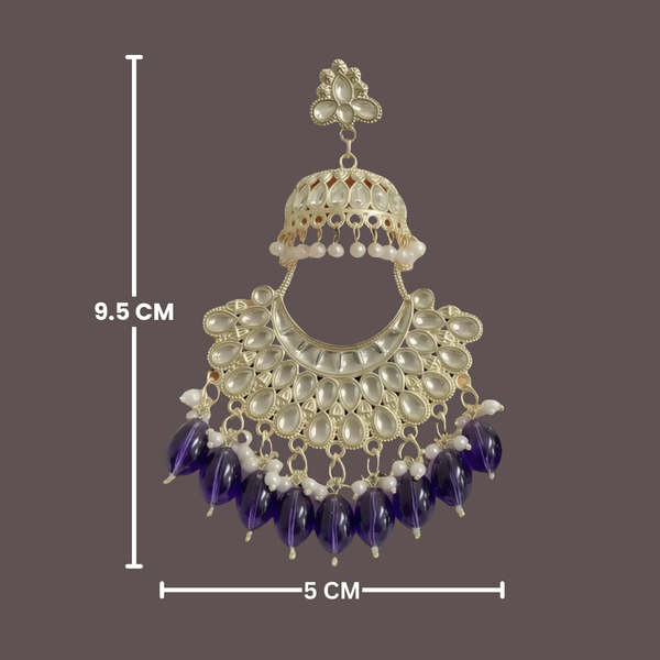 Tessara Gold Kundan Tiered Chandbali with Black Beads