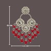 Tessara Silver-Plated Kundan Chandelier Earrings with Red Beaded Tassels