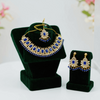 Tessara Gold-Plated Blue & White Kundan Beaded Jewellery Set