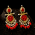Tessara Gold Carved Stone & Pearl Danglers in Coral Red