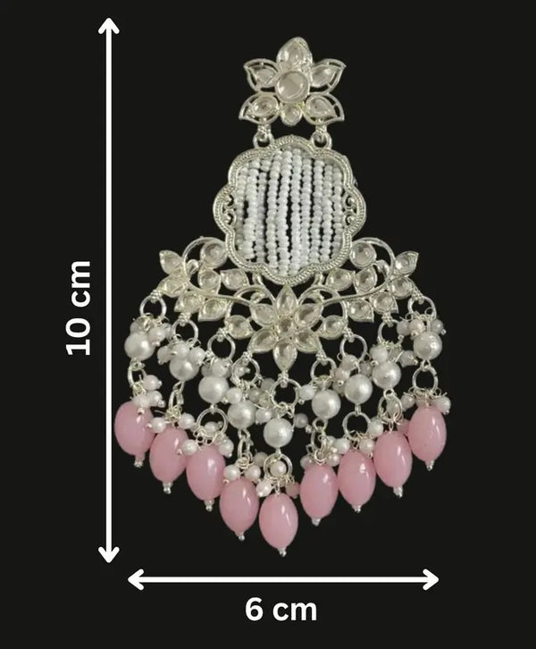 Tessara Silver Pearl Woven Danglers with Pink Beads