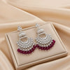 Tessara Silver Kundan Pearl Chandbali with Wine Beads