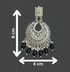 Tessara Silver-Plated Kundan Chandbali Earrings with Black Beads